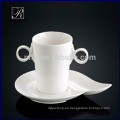 Porcelana dos manija taza de café con platillo taza de leche de desayuno con platillo